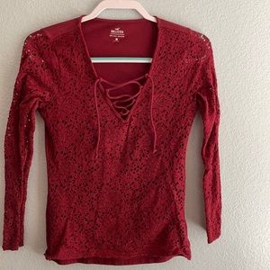 Maroon Hollister long sleeved shirt worn a couple times.